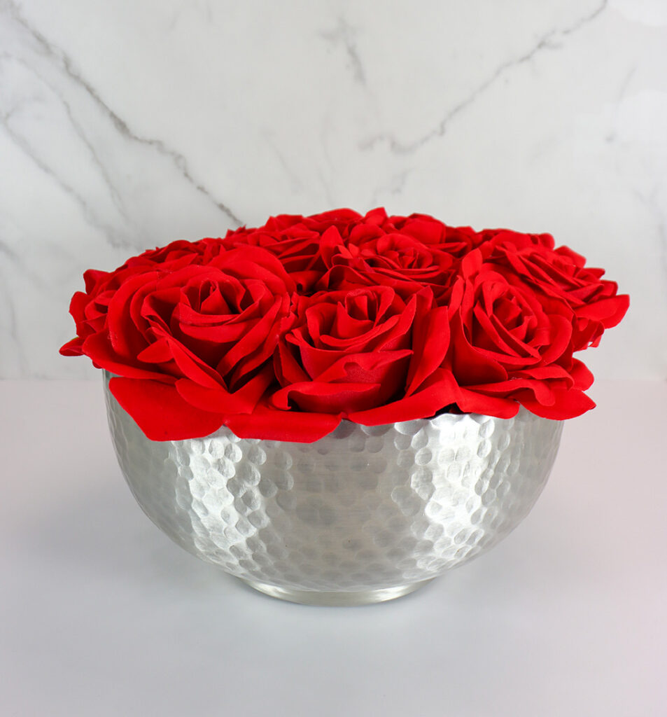 Silver Vase w/ Red Roses | Modern Nature Fl.